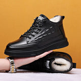 Newly Man Winter Boots Quality Cow Leather Shoes Brand White Warm Thicken wool Ankle Boots 38-44 Men Snow Leather Boots