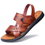 Men's Summer New Sandals and Slippers Men's Leather Sandals Adult Men's Thick-soled Beach Shoes Open-toe Leather Sandals