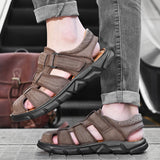 Hnzxzm New Summer Genuine Leather Men's Sandals Lightweight Men's Shoes Outdoor Comfortable Beach Sandals Fashion Casual Shoes Sneakers