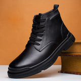 New Genuine Leather Boots Men Autumn Winter Vintage Motorcycle Boots Male Snow Ankle Men's Boots