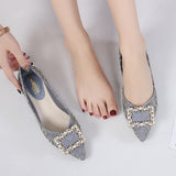 Hnzxzm Spring Summer Fashion Brand Shoes Women Flats Pointed toe Office Lady Shoes Elegant Ladies Party Shoes Plus Size 42