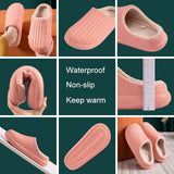 Hnzxzm Woman Waterproof Winter Slippers Plush Lining Warm Sandals Women Thick Bottom Winter Indoor Non-Slip Couples Home Shoes