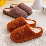 Winter Household Fur Slippers for Home Floor Slides Warm Plush Solid Color Family Slippers Shoes Soft Pantuflas Sandals