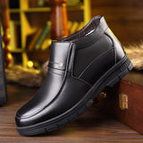 Men Winter Boots Quality Soft Leather Father Shoes Brands White Wool Inner Boots 38-44 Man Snow Leather Boots