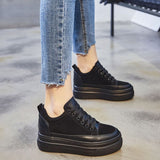 2021 Winter Shoes Women Sneakers Flat Platform Shoes Genuine Leather Warm Women Casual Shoes Ladies Height Increasing 5cm N054