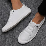 Hnzxzm New Genuine Leather Shoes Men Sneakers Casual Male Footwear Fashion Brand White Shoes Mens Cow Leather White Sneakers