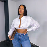 V Neck Rucehd White Puff Sleeve Shirts Women Long  Fashion Sping2020 Clothing Crop Blouses Solid Slim Hot