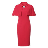 2020 women&#39;s new style dress solid Cape slim dress short sleeve red Dress female sheath dresses