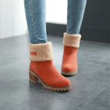 Women Winter Fur Warm Snow Boots Shoes Ladies Warm Wool Booties Ankle Boot Comfortable Shoes Plus Size Casual Women Mid Boots