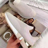 Hnzxzm Solid Color Knit Women Shoes Ladies Slip-On Vulcanized Sneakers Casual Sport Walking Running Mujer Shoes