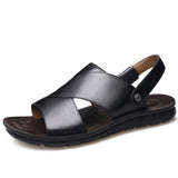 New Summer Men Sandals Leisure Beach Men Casual Shoes Genuine Leather Men's Sandals Buckle Mens Roman Sandals