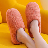 Winter Household Fur Slippers for Home Floor Slides Warm Plush Solid Color Family Slippers Shoes Soft Pantuflas Sandals