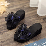 Maple Leaf Leisure with High Heels Women Slipper All-Match Fashion 2021 New Out-Door Lady Flip-Flops Woman Beach Shoes