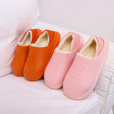 Winter Women Indoor Cotton Slippers Water-proof with Plush Warm Shoes Non-Slip Couple Dual-Use Cotton Slippers Men Home Sandals