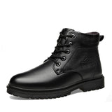 Hnzxzm Men Winter Shoes Warm Comfortable Fashion Genuine Leather Snow Boots Waterproof Boots Wool Short Plush Warm Boots