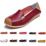 Women Retro Casual Flat Shoes Stitching color Slip On Loafers for Nurse Sewing Flats Genuine Leather Shoes Mocassin Femme