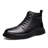 New Genuine Leather Boots Men Autumn Winter Vintage Motorcycle Boots Male Snow Ankle Men's Boots