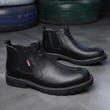 New Genuine Leather Chelsea Boots Men Leather Shoes Autumn Early Winter Shoes Man Single Boots Thick Sole Male Footwea