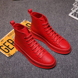 Ankle Boots Men Red Black White Casual Shoes Genuine Leather Luxury Personalized Original Design Boots zapatillas de hombre