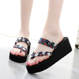 Maple Leaf Leisure with High Heels Women Slipper All-Match Fashion 2021 New Out-Door Lady Flip-Flops Woman Beach Shoes