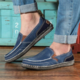 MIXIDELAI classic canvas shoes men 2022 lazy shoes blue grey green canvas moccasin men slip on loafers washed denim casual flats