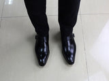 Hnzxzm Size 13 Brand Designer Men Dress Shoe Classic Genuine Leather Buckle Monk Strap Men's Brown Black Office Party Formal Mens Shoes