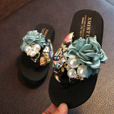 Hnzxzm Summer New Non-Slip Children's Flip-Flops Girls Fashion Beach Shoes Pinch Sandals Female Flowers Slippers Women Wear