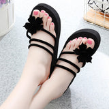 Maple Leaf Leisure with High Heels Women Slipper All-Match Fashion 2021 New Out-Door Lady Flip-Flops Woman Beach Shoes