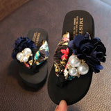 Hnzxzm Summer New Non-Slip Children's Flip-Flops Girls Fashion Beach Shoes Pinch Sandals Female Flowers Slippers Women Wear