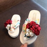 Hnzxzm Summer New Non-Slip Children's Flip-Flops Girls Fashion Beach Shoes Pinch Sandals Female Flowers Slippers Women Wear