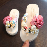 Hnzxzm Summer New Non-Slip Children's Flip-Flops Girls Fashion Beach Shoes Pinch Sandals Female Flowers Slippers Women Wear