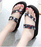 Maple Leaf Leisure with High Heels Women Slipper All-Match Fashion 2021 New Out-Door Lady Flip-Flops Woman Beach Shoes