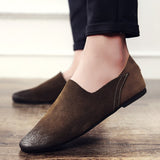 NPEZKGC Comfortable Soft Suede Men Loafers Cow Genuine Leather Fashion Brand Mens Flats Driving Shoes Plus Size 45 46 47