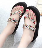 Maple Leaf Leisure with High Heels Women Slipper All-Match Fashion 2021 New Out-Door Lady Flip-Flops Woman Beach Shoes