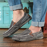 MIXIDELAI classic canvas shoes men 2022 lazy shoes blue grey green canvas moccasin men slip on loafers washed denim casual flats