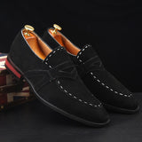 NPEZKGC Big Size 38- 48 Men Casual Shoes Brand Suede Leather Classic Retro Brogue Oxfords Shoes Comfortable Soft Men's Flats