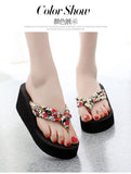 Maple Leaf Leisure with High Heels Women Slipper All-Match Fashion 2021 New Out-Door Lady Flip-Flops Woman Beach Shoes