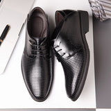 NPEZKGC Summer Autumn Pointed Toe Mens Dress Shoes Breathable Black Wedding Shoes Formal Suit Office Shoes Man Leather Shoes