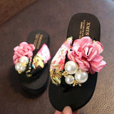 Hnzxzm Summer New Non-Slip Children's Flip-Flops Girls Fashion Beach Shoes Pinch Sandals Female Flowers Slippers Women Wear