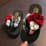 Hnzxzm Summer New Non-Slip Children's Flip-Flops Girls Fashion Beach Shoes Pinch Sandals Female Flowers Slippers Women Wear