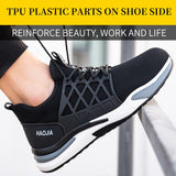 Men's Slip Resistant Relaxed-Fit Work Shoes Steel Toe Construction Sneaker Breathable Lightweight Anti-smash  Air Safety Boots