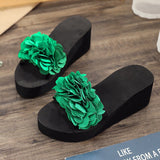 2021 New Women Summer Flip Flops Height-Heel Shoes Ladies Slipper Indoor Outdoor Flip-Flops Beach Shoes Petaloid Design Sandal