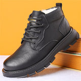 2021 Man's Genuine Leather Boots Winter Snow Shoes Wool Inner Anti slip Father Ankle Boots Waterproof Man Snow Boots