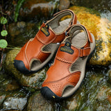 Men's Shoes Casual Outdoor Genuine Leather Men Shoes Summer New Men's Sandals Fashion Sandals Slippers Big Size 38-46