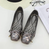 New 2021 Spring Shoes Women Flats Square toe Soft Single Shoes Ladies Brand Shoes Fashion Flat Heel Bowknot ZH2496