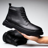 New Genuine Leather Boots Men Autumn Winter Vintage Motorcycle Boots Male Snow Ankle Men's Boots