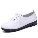 Classic Women High Street Flats Lady Genuine Leather Loafers Comfortable Female Casual Walking Lace-Up Footwear