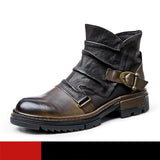 Hnzxzm TOP ! Mature Men's Elegant Folds Leather Boots Businessman Buckle Belt Pleated High End Office Winter Shoes