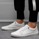 Hnzxzm New Genuine Leather Shoes Men Sneakers Casual Male Footwear Fashion Brand White Shoes Mens Cow Leather White Sneakers