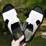 Hnzxzm  Genuine Leather Slippers Summer Men Shoes Casual Outdoor Flip Flop Indoor Non-Slip Fashion Beach Sandals Big Size 37-52